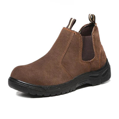 comprar Zapatos de seguridad eléctricos de pie de acero Unisex Brown Bota de trabajo de cuero resistente al deslizamiento online manufacture