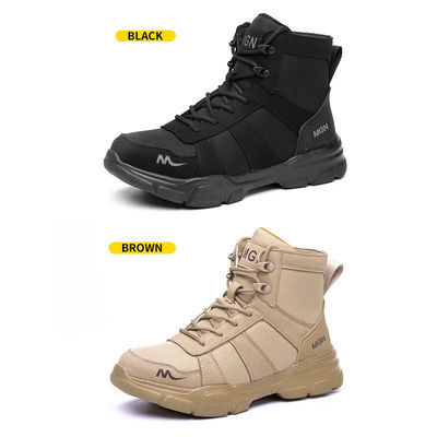 comprar Botas de trabajo de seguridad ligeras amarillo negro con dedo ancho de acero / placa de Kevlar online manufacture