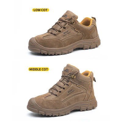 comprar Zapatos de seguridad confortable con dedos de acero hombres botas de trabajo marrones con placa de Kevlar online manufacture