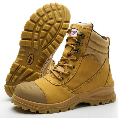 comprar Zapatos de pie de acero para trabajos de construcción zapatos de corte alto zapatos de cuero genuino para trabajos pesados online manufacture