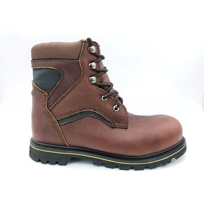 comprar Botas con tapa de pie de acero de punta alta Botas de piel de vaca marrón Botas para hombres online manufacture