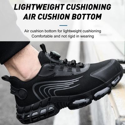 comprar Zapatos de seguridad de fibra microfibra negra con suela con almohadón de aire para la seguridad industrial online manufacture