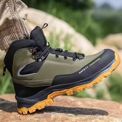 comprar Botas de seguridad no resbaladizas negras y verdes de cuero de microfibra online manufacture