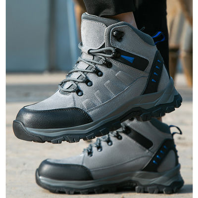 comprar Zapatos de seguridad de soldadura de corte medio con logotipo personalizado y botas de trabajo de gamuza color gris online manufacture