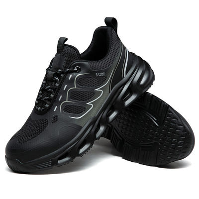 comprar BOA Botón giratorio zapatos de trabajo TPU de punto de vuelo zapatos de seguridad industriales negros con suela media de Kevlar y suela EVA anti-rompe online manufacture