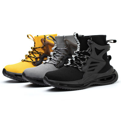 comprar Botas de trabajo de seguridad OEM con puntera de acero estándar europeo y botas de seguridad de punto volador de corte medio online manufacture