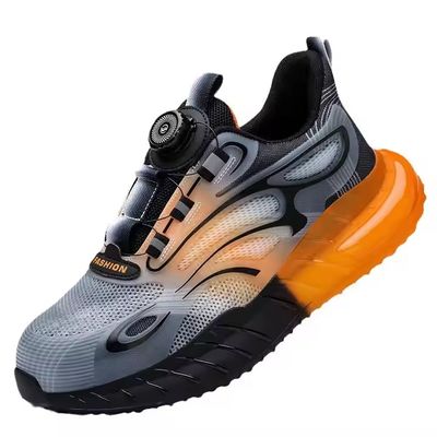 comprar Zapatos de trabajo rotativos con botón BOA de verano con tejido KPU Flying Knit y características de seguridad anti-perforación de Kevlar online manufacture