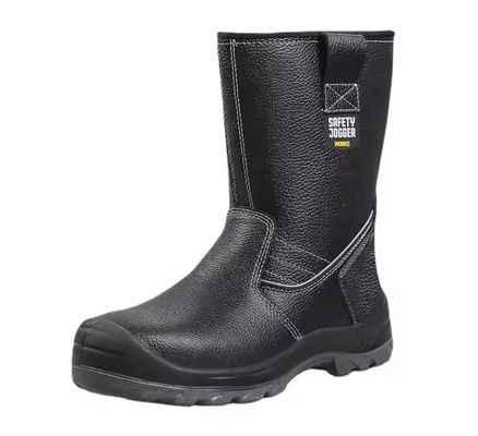 comprar OEM High Top zapatos de trabajo de cuero genuino placa de acero botas de seguridad botas de trabajo de seguridad de cuero genuino PU suela de inyección online manufacture