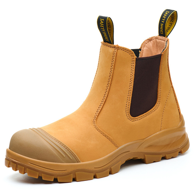 comprar OEM Bota de seguridad de cuero de trigo Nucuck Bota de seguridad de pie de acero Kevlar Bota de seguridad de suela de trabajo PU Bota de trabajo de seguridad online manufacture