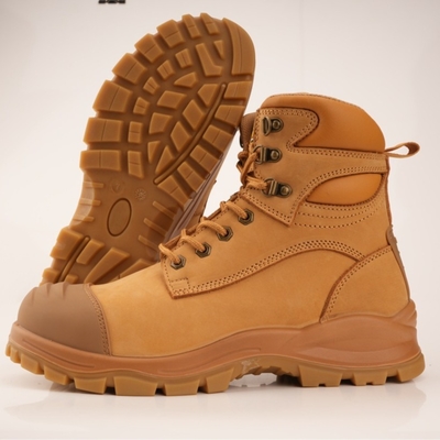 comprar Zapatos de trabajo OEM de trigo PU+TPU Wok Nucuck Botas de seguridad Puntera de acero Entresuela de acero Zapatos de seguridad Botas de trabajo Martin online manufacture
