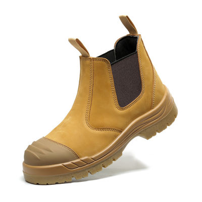 Zapatos de seguridad de Chelsea de punta de acero Zapatos de cuero de vaca marrón para hombres
