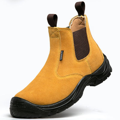 Botas de acero impermeable con gorra en el dedo de la pierna Botas de Chelsea hombres Botas de trabajo amarillas