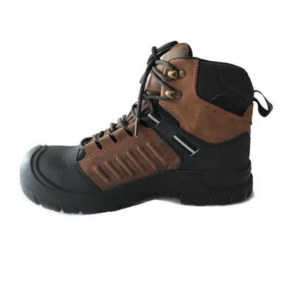 Zapatos de seguridad industriales de PU Zapatos de pie de acero de cuero marrón para el otoño