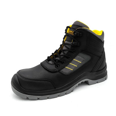 Botas de cuero genuino para hombres negras Botas de seguridad de trabajo pesado resistentes al deslizamiento