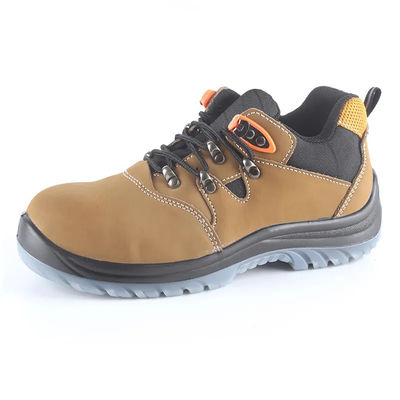 Zapatos de seguridad de construcción de cuero Nubuck amarillo con dedo de acero y suela exterior de TPU