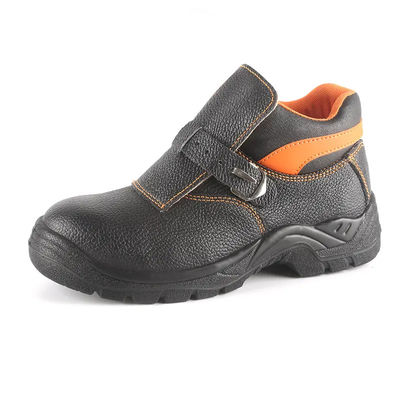 Zapatos de seguridad de soldadura de pie de acero sin encaje hombres botas de trabajo de cuero duraderas