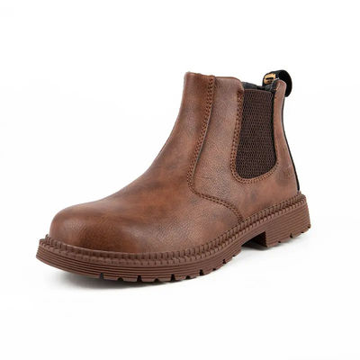 Calzado de seguridad de cuero de caballo loco calzado de acero impermeable botas industriales