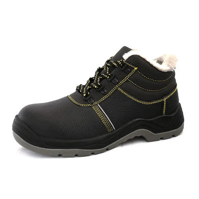 Zapatos de seguridad de invierno de cuero genuino impermeables calurosas botas de trabajo hombres