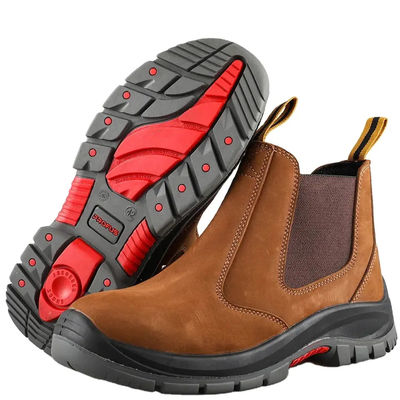 Zapatos con suela exterior de PU de cuero / goma sin encaje Botas de trabajo de Chelsea impermeables