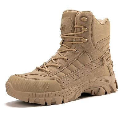 Botas de combate antideslizantes, duraderas para senderismo, botas militares amarillas para el rescate.