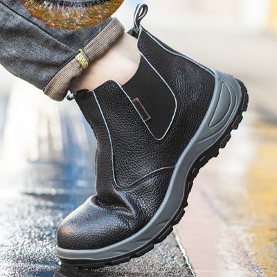 Botas de trabajo con suela de tendón de res con cuero de microfibra y dedo de acero