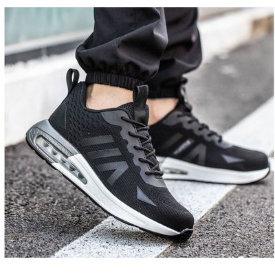 Zapatos de seguridad industrial con suela de cojín de aire y diseño de punto de flexión negro
