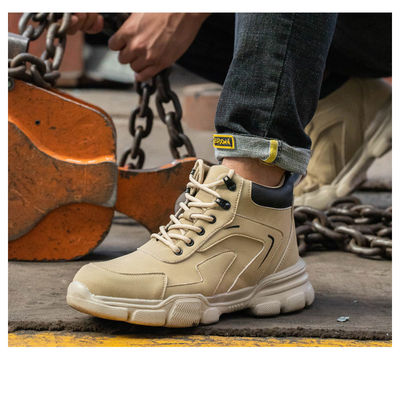 Botas de seguridad de suela media de Kevlar Botas de trabajo de cuero de microfibra con dedo de acero y suela de goma