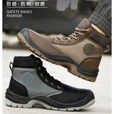 Botas de trabajo masculinas de inyección de PU con suela media de Kevlar y diseño de cuero de microfibra