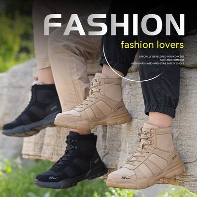Botas de trabajo de seguridad de microfibra Botas de seguridad masculinas Botas de trabajo de goma anti-quebramiento de pie de acero Kevlar de suela media
