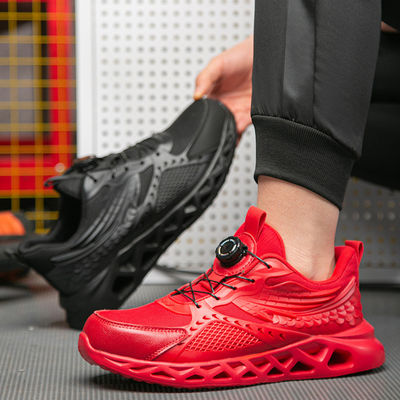 Zapatos de trabajo TPU+microfibra+tejido volador con suela de EVA, zapatos de seguridad industrial con puntera de acero anti-aplastamiento, entresuela de Kevlar anti-perforación