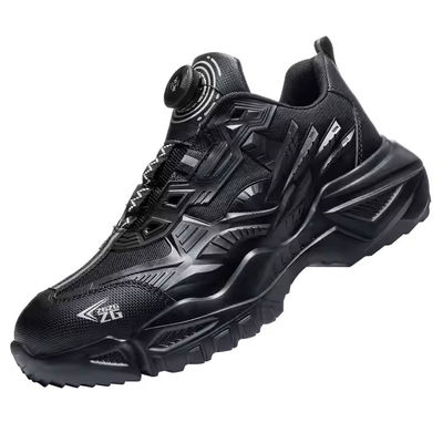 Zapatos de seguridad industrial BOA Botón giratorio Zapatos de trabajo EVA Sola TPU Zapatos de punto volador Kevlar Sola media antipuñalada Unhos de acero antiquema
