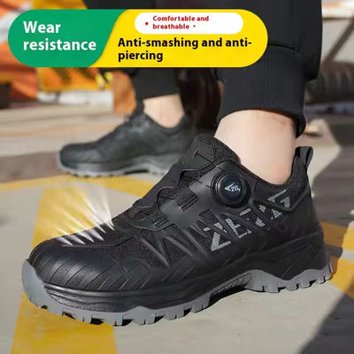 Calzado de seguridad industrial KPU+Flying Knit Calzado de trabajo de goma suela Kevlar suela media antipuñalado de acero dedo de pie BOA botones giratorios Calzado de seguridad