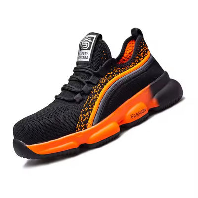 Zapatos de trabajo negros, cómodos, con entresuela de Kevlar, anti-perforación, puntera de acero, tejido transpirable y volador