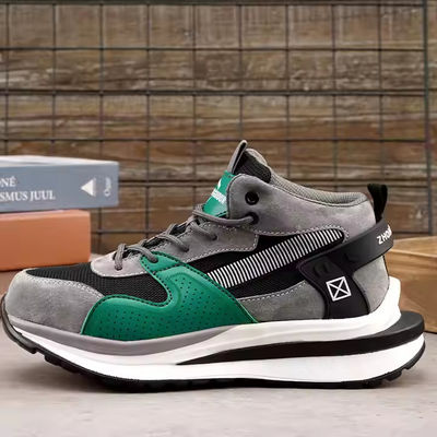 Botas de seguridad de tejido de punto y piel de cerdo de corte medio con puntera de acero para trabajos de seguridad OEM