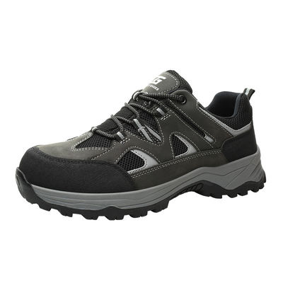 Zapatos de trabajo de microfibra negra + tejido de punto volador Suela de goma Zapatos de seguridad industrial Entresuela de Kevlar Anti-pinchazos Puntera de acero Anti-aplastamiento