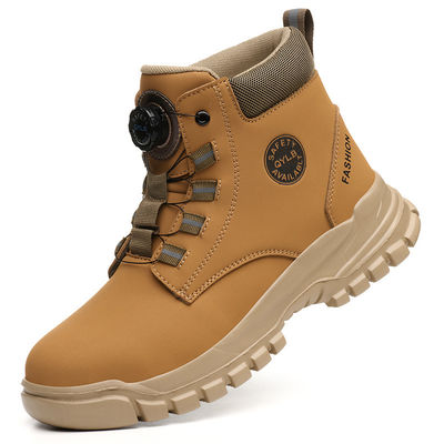 Botas de trabajo de seguridad de trigo Botas de seguridad de cuero de microfibra con suela media de Kevlar y suela de EVA