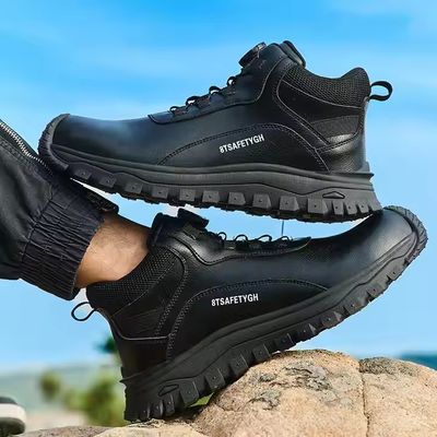 Zapatos de seguridad para hombres de suela media Kevlar Botas de trabajo con dedo de acero y suela de goma
