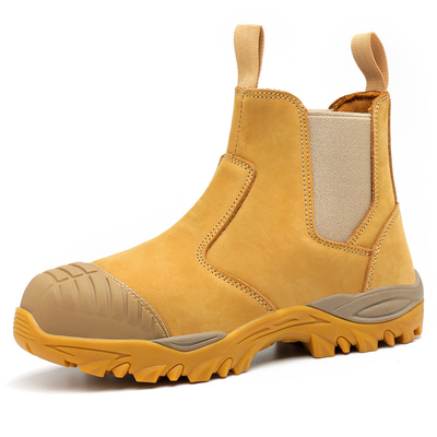 Botas de seguridad de cuero de microfibra OEM con puntera de acero, zapatos de seguridad de Kevlar, suela de EVA, zapatos de trabajo de seguridad