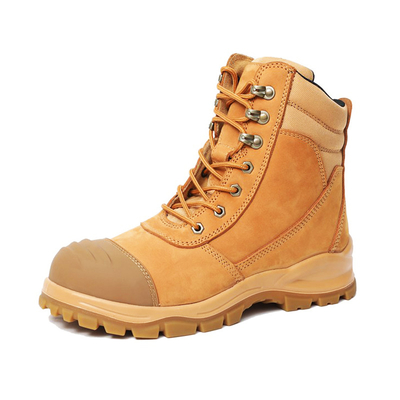 Botas de trabajo Martin de cuero genuino de trigo OEM, zapatos de trabajo de PU+TPU, botas de seguridad Nucuck, puntera de acero, entresuela de acero, zapatos de seguridad