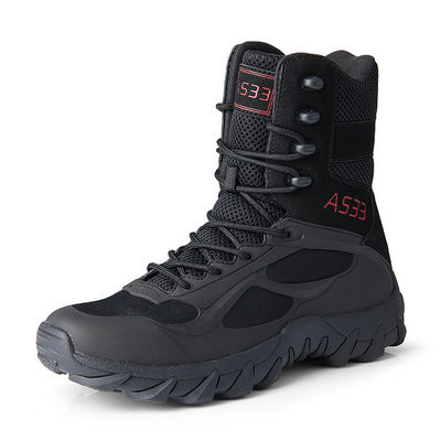 Botas de trabajo de senderismo de corte medio, botas de senderismo negras de talla grande para hombre, tallas 39-47, zapatos de senderismo beige con cordones